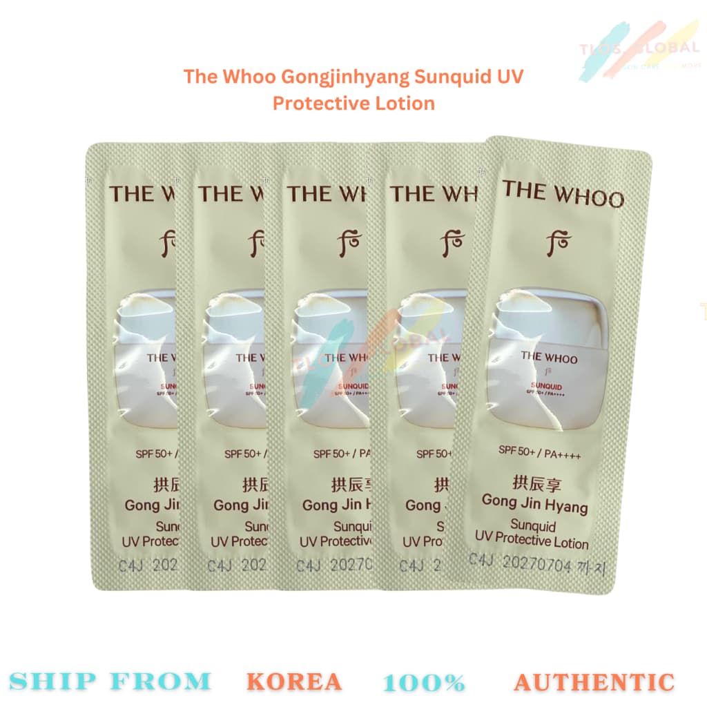 15pcs or 30 X 1ml The Whoo Gongjinhyang Sunquid UV Protective Lotion Spf50+/pa++++