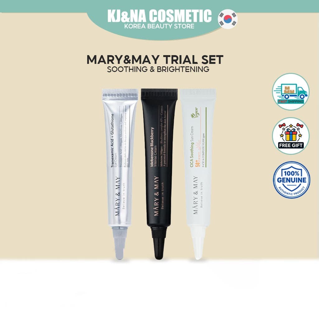 Mary & May Trial Set 12g-Creme Idebenona/Solar CICA Para Olhos Glutationa | Calmante E Iluminador