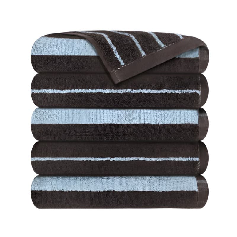Conjunto De Toalhas Faciais Songwol Daily Stripe 180g De Algodão Penteado – Marrom (5 Peças)