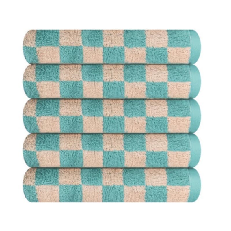 Toalha Songwol De Rosto Check Diária 180g Coma , Verde , 5 Peças