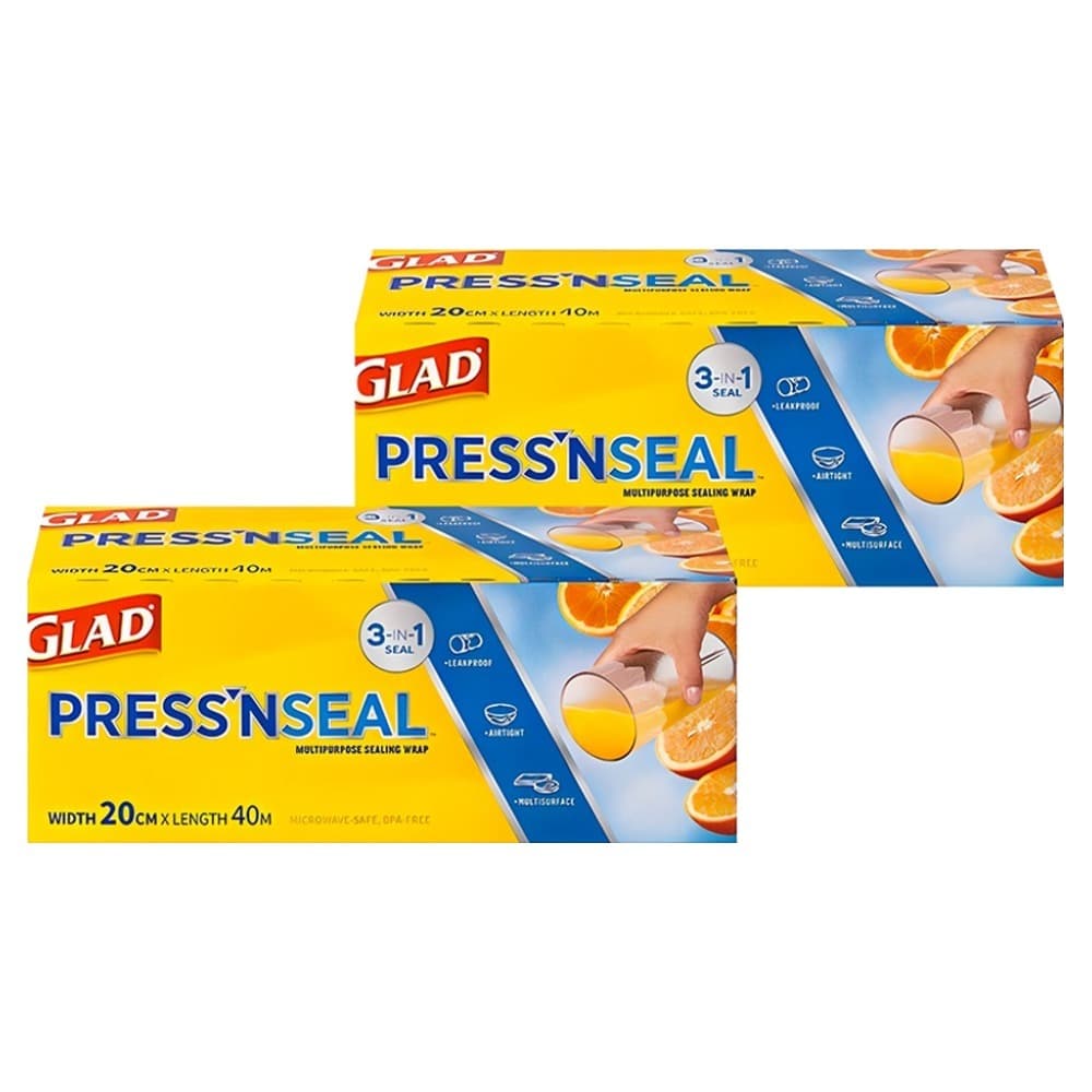 GLAD Press'n Seal Magic Wrap Mini Pacote De 20 Pés Quadrados x 2 Unidades