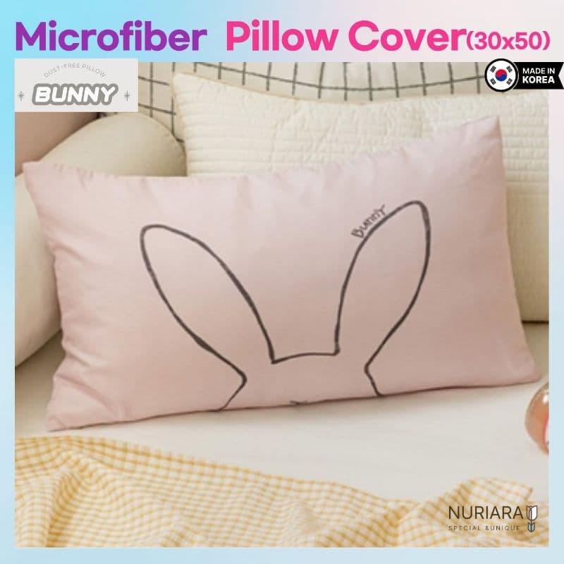 [Shezhome] Capa De Almofada Infantil De Microfibra DTP (Coelho Rosa) | Suave E Adequado Para A Pele Design Fofo Roupa De