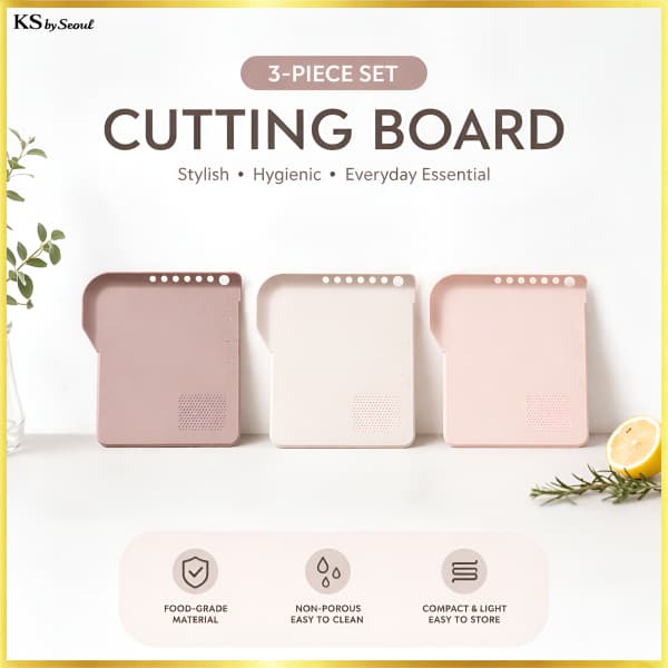 [Daiso Korea] Conjunto De Tábua De Corte Tamanho Mini 3 Peças Com Ralador De Alho E Gengibre Cozinha