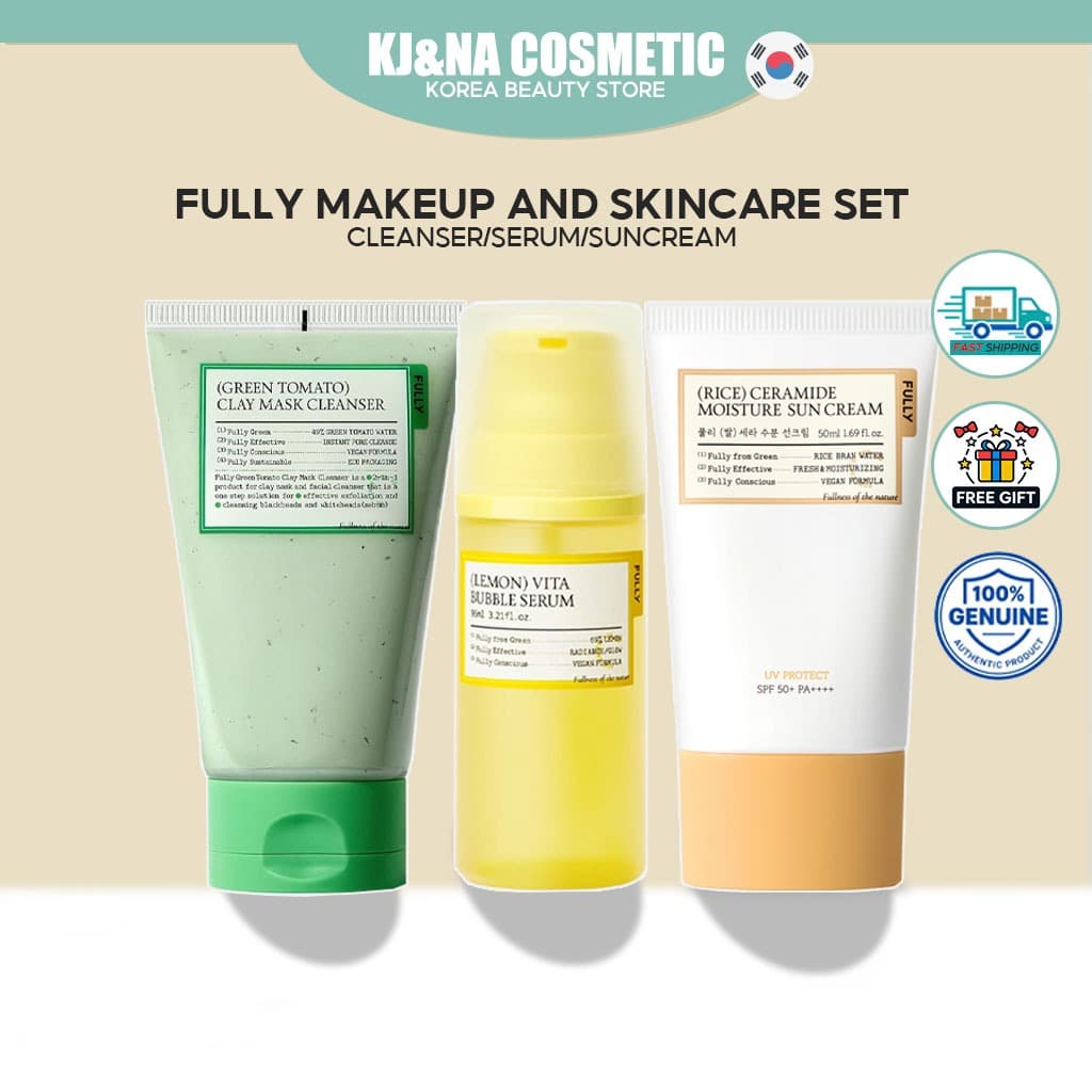 Conjunto Totalmente Maquiagem E Cuidados Com A Pele (Limpador/Sérum/Creme Solar)