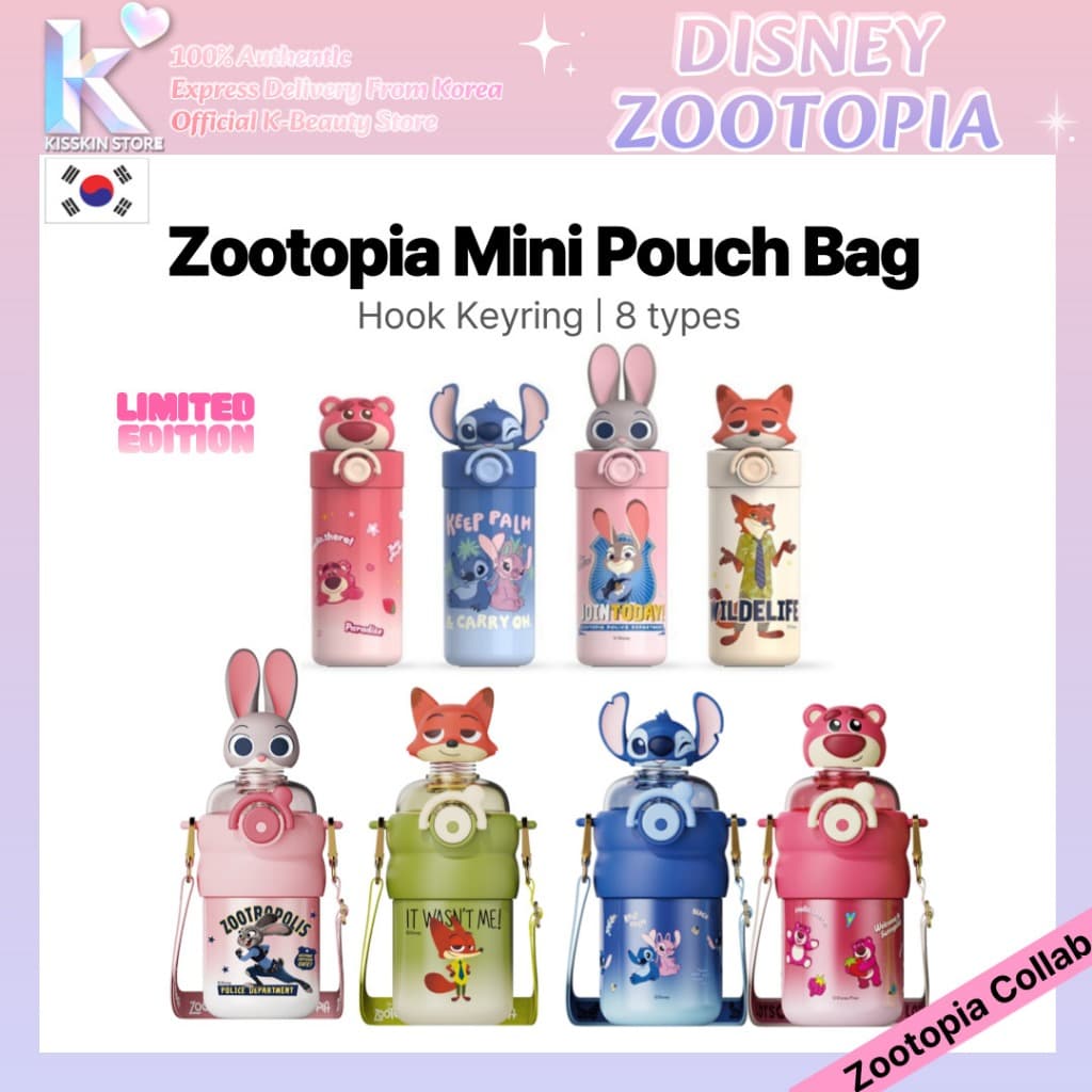 Copo De Aço Inoxidável Disney Zootopia 450ml/550ml | Garrafa De Água Isolada Oficial