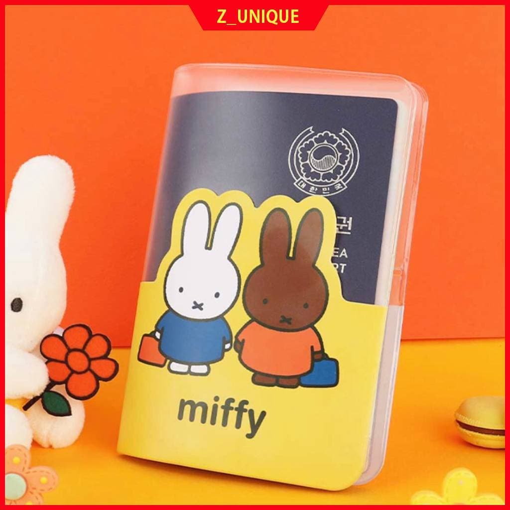 Capa Para Passaporte Miffy Friends | Carteira De Viagem Fofa Com Porta-Cartões De PVC Amarela , Ingressos E Identificação Presente De Papelaria Coreano