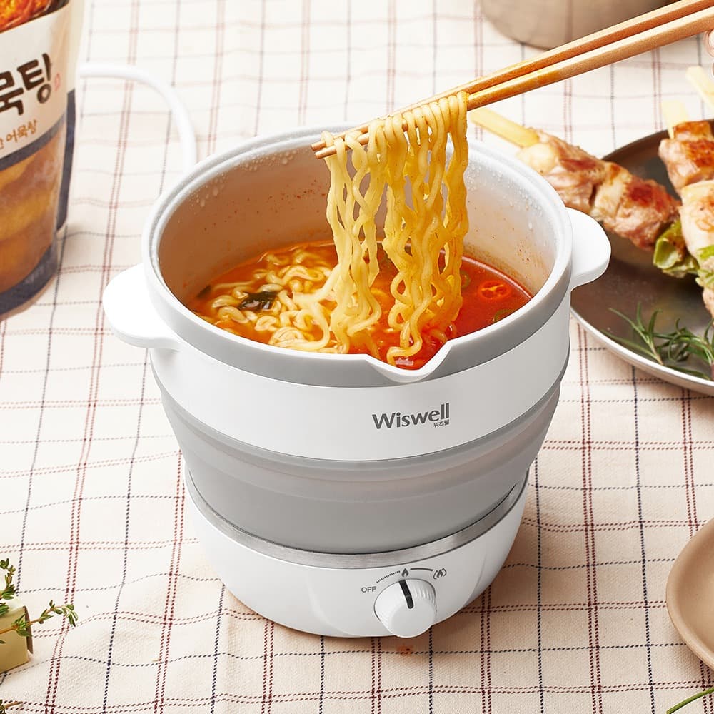 Wiswell Chaleira Elétrica Dobrável 1L Portátil Dupla Tensão 110V 220V Viagem Acampamento Mini