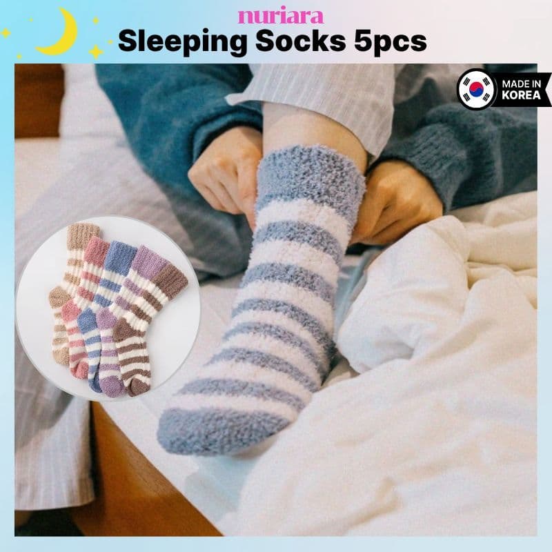 Sockpiens Meias Femininas Antiderrapantes Térmicas Para Dormir Com Padrão Ringle | Conjunto De 5 Pares/E Confortáveis No