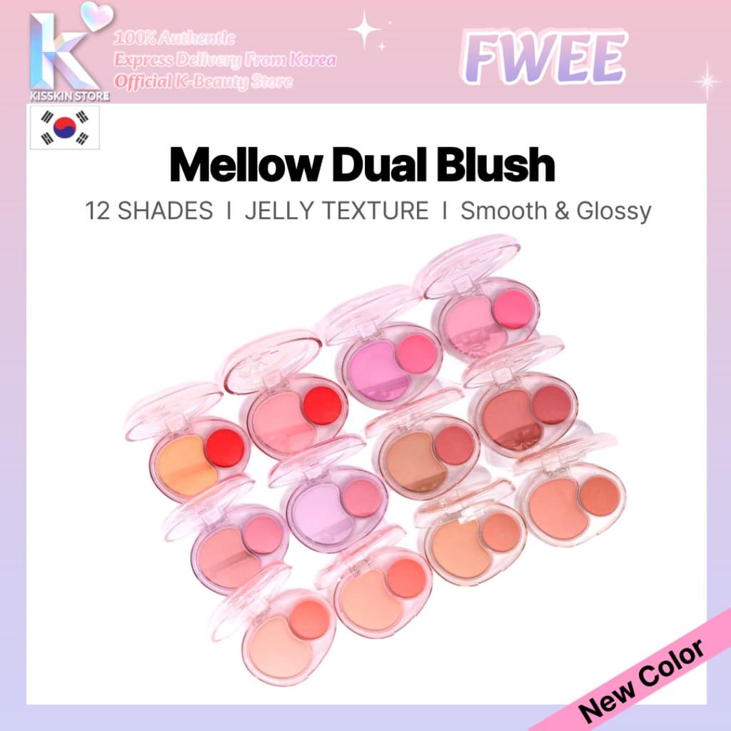 Blush Duplo Suave FWEE | ND01 Tempo Preguiçoso Textura Gelatinosa De Duas Cores Todos Os 12 Tons Da Coreia