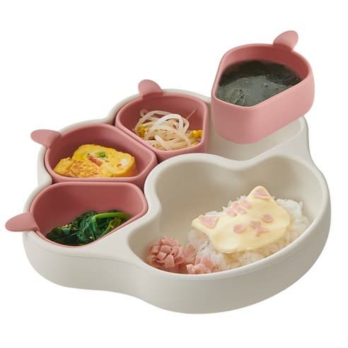 FIRGI Baby Led Desmame NyangNyang Placa De Sucção De Silicone-Prato Infantil Dividido Em Platina Para Refeições Infantis