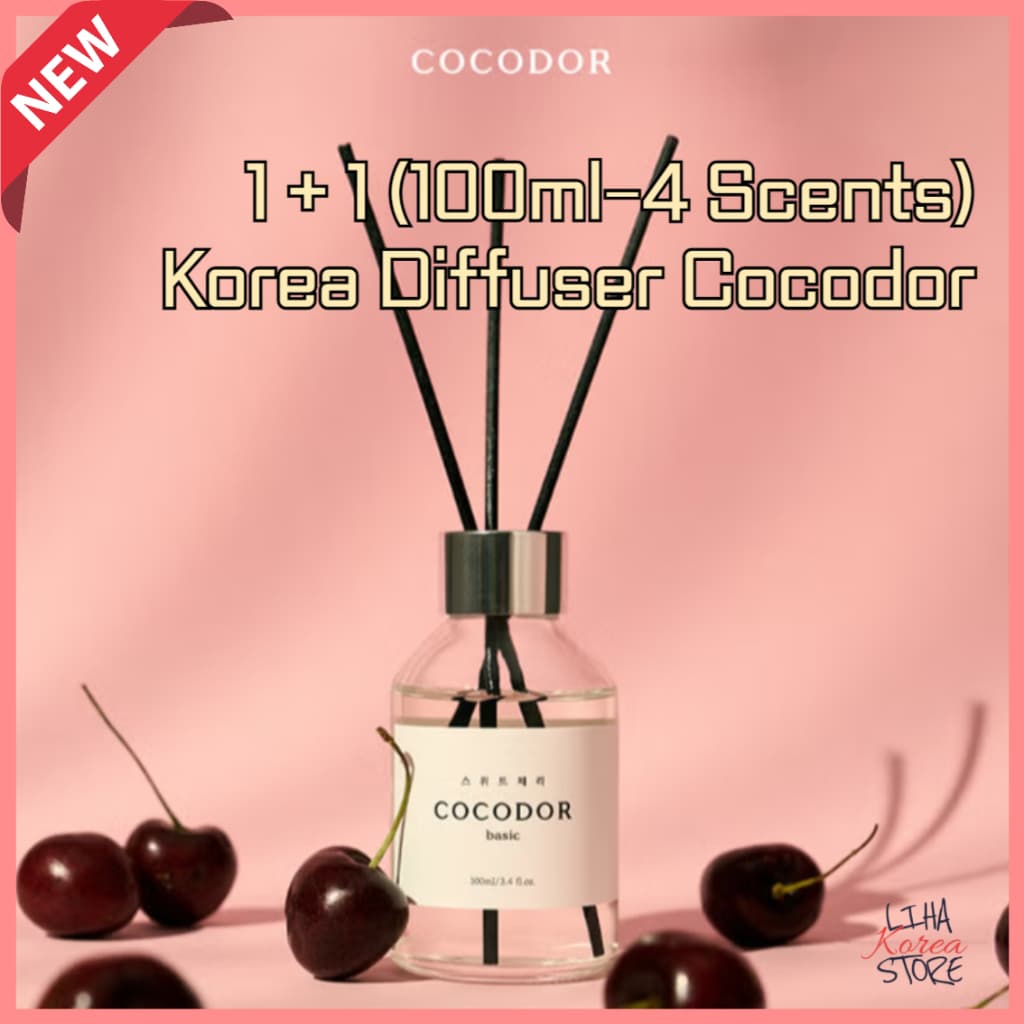 Difusor COCODOR 100ml | Fragrância Para Quarto Doméstico 4 Aromas (Cereja Doce/Loja De Flores/Lavanda Real/Almíscar Maci