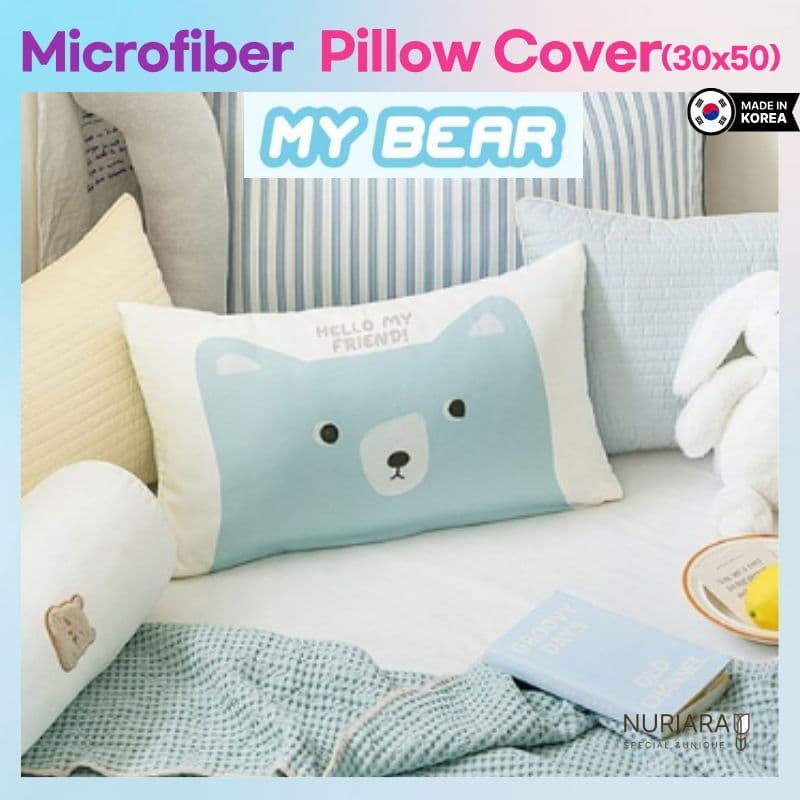 [Shezhome] Capa De Almofada Infantil De Microfibra DTP (Meu Urso) | Suave E Adequado Para A Pele Design Fofo Roupa De Ca