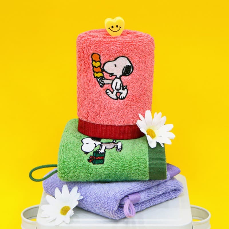 Conjunto De Toalhas Suspensas Songwol Snoopy Love It (5 Peças-Vermelho Coral + Amarelo + Marfim + Verde + Roxo) Panos De