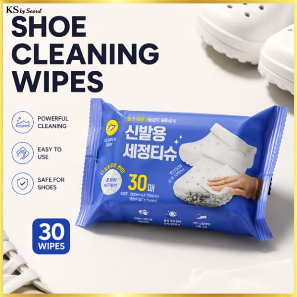 [Fabricado Na Coreia] 30 Unidades De Lenços Umedecidos Para Limpeza De Sapatos Com Bicarbonato De Sódio-Sem Necessidade
