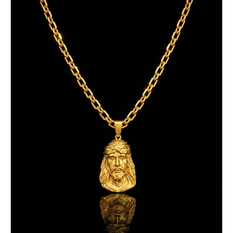Cordão Cadeado Duplo 8mm Banhado a Ouro 18K
