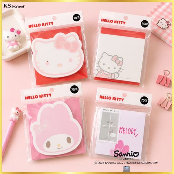 [Sanrio] Conjunto Fofo De Notas Adesivas De Decoração DIY-Blocos De Personagens Hello Kitty E My Melody Para Personaliza