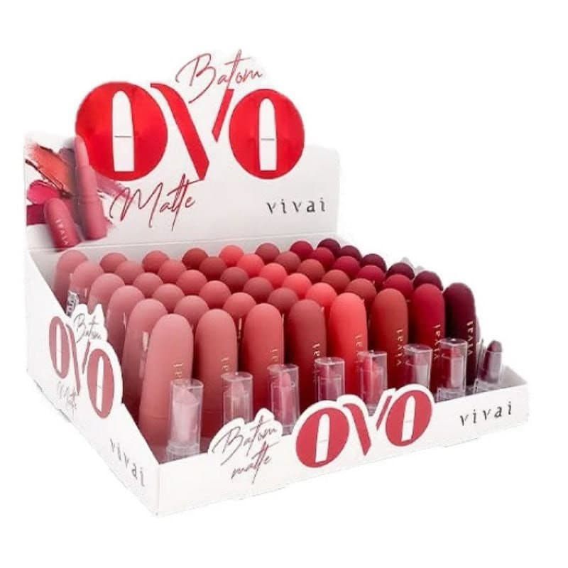 Box C/48 Pçs Batom Ovo Matte 8 Cores Vivai 3008.4.1
