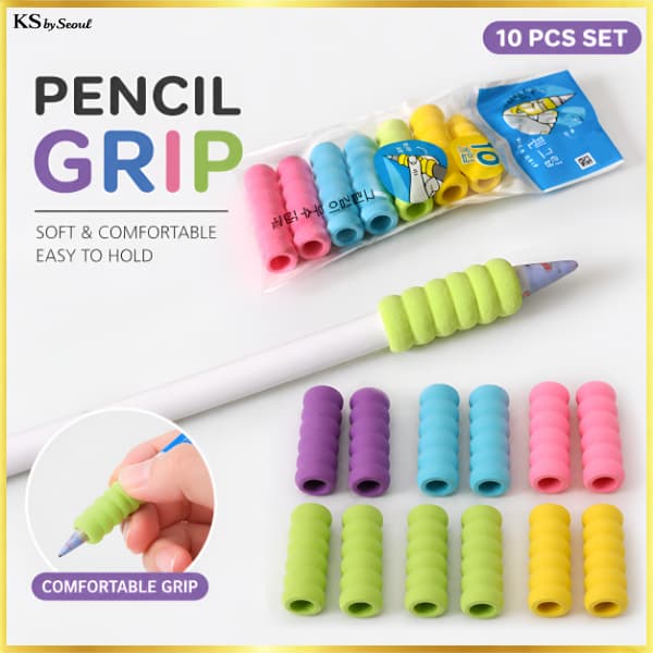 [Daiso Korea] Conjunto De Punho De Caneta De Silicone Macio 10 Peças – Design Confortável E Antiderrapante Para Fácil Es