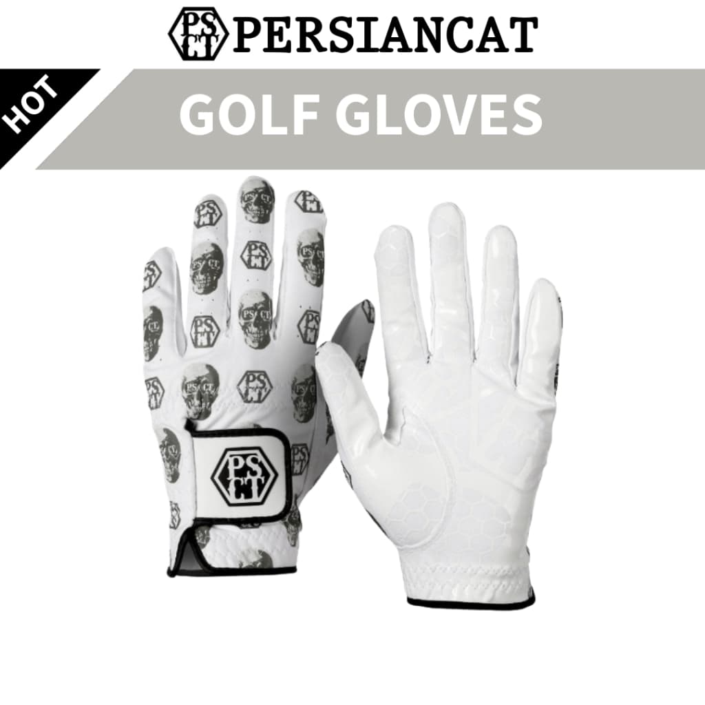 PERSIANCAT Luva de Golfe Skull Antiderrapante Silicone High Grip Branco Preto 18-25
