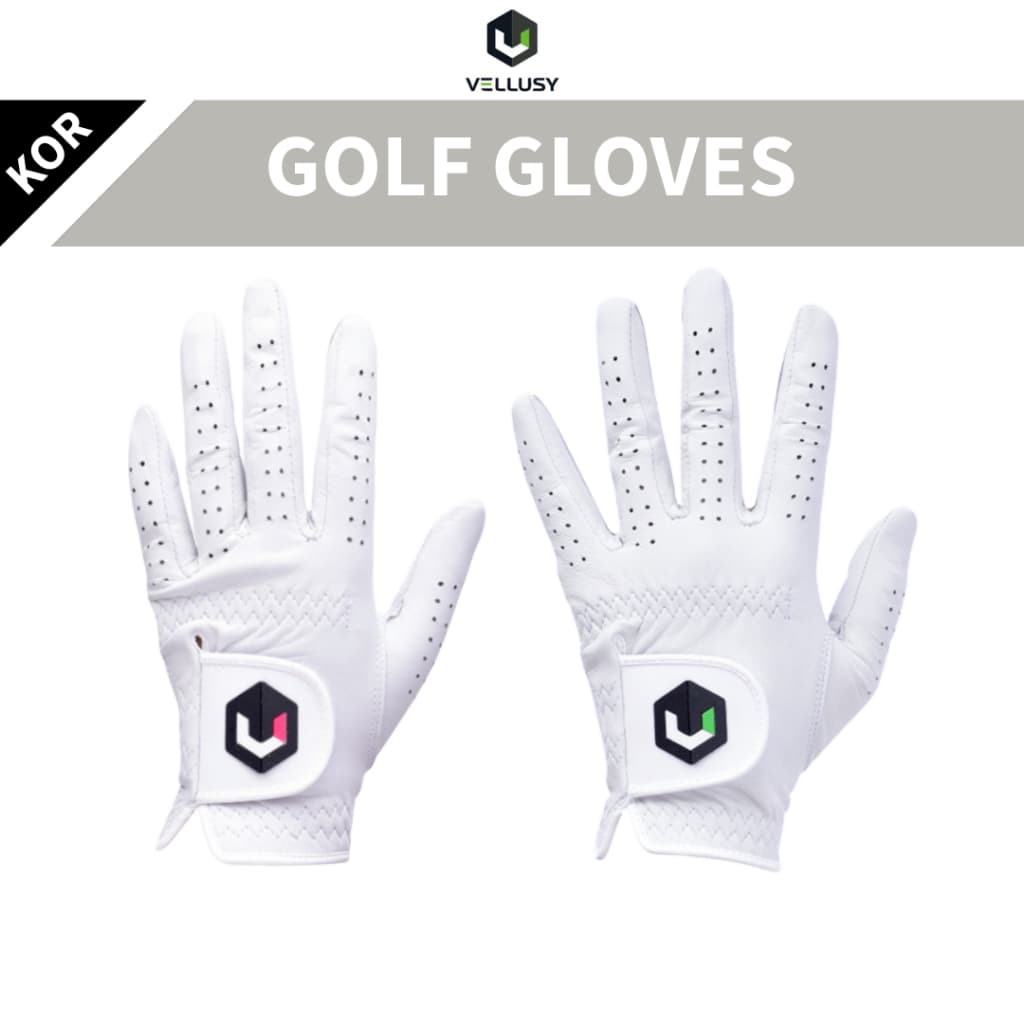 Luva de Golfe Vellusy Power Grip Couro de Carneiro Masculina Feminina Branca 18-25