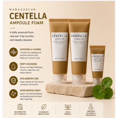 Centella Ampoule Foam Cleanser Suave Lavagem Facial Espuma Diária De Limpeza De Pele