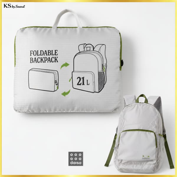 [Daiso Korea] Mochila De Viagem Dobrável 21L Leve E Compacta Para Armazenamento