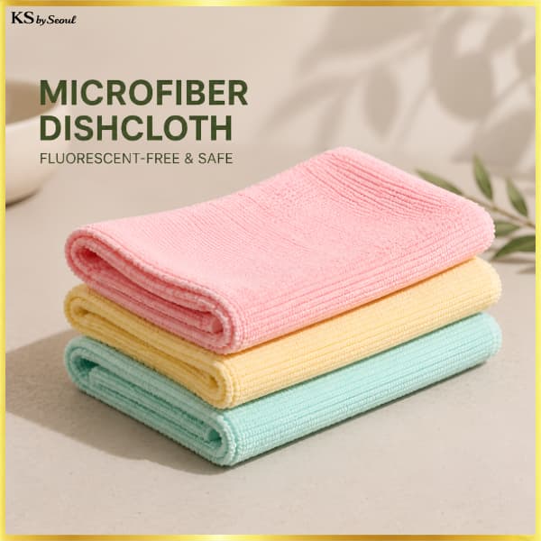 [Fabricado Na Coreia] Pano De Prato De Microfibra 3 Unidades Ultrafino Sem Fluorescente
