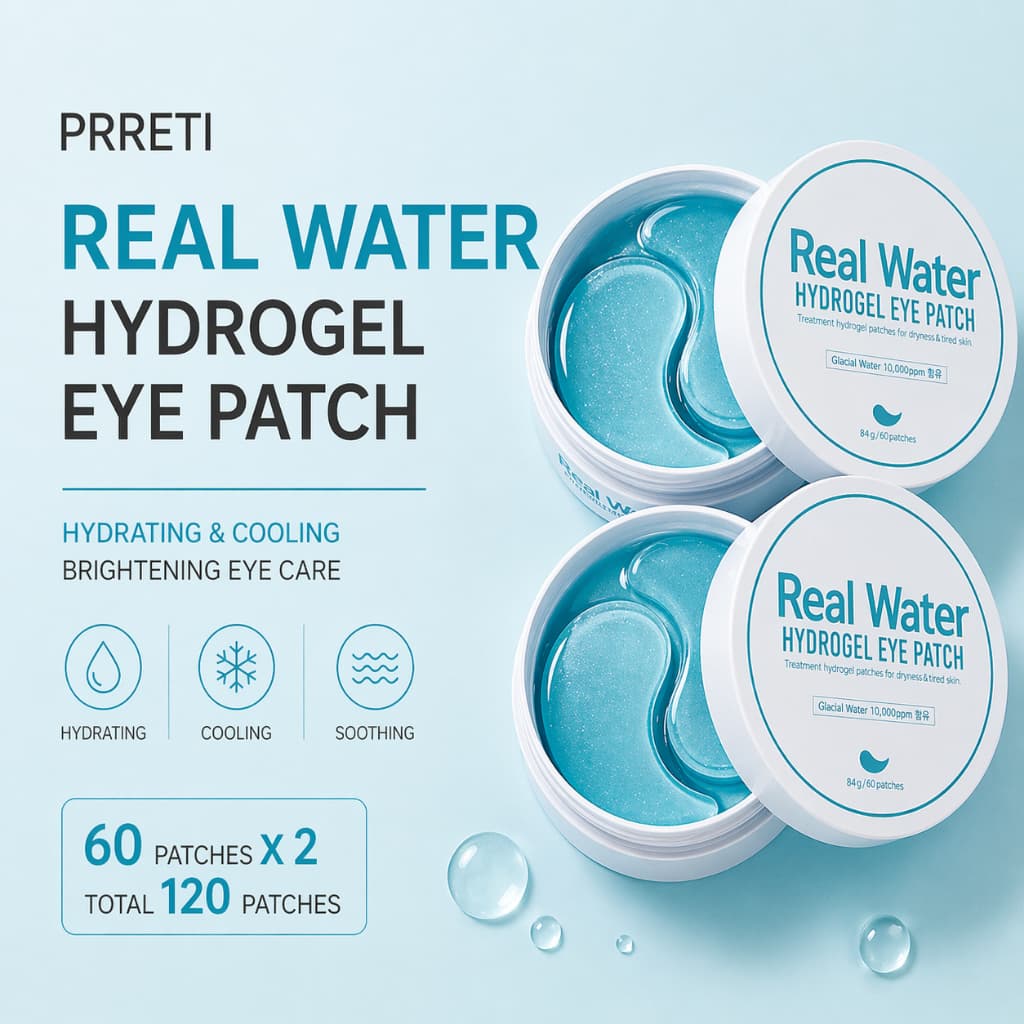 Pacote De 2 Tapa-Olho De Hidrogel De Água Realprreti 60pcs x2 Máscara De Olhos Hidratante E Refrescante Glacial Sob Cuid