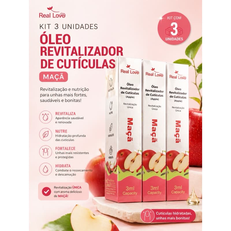 Óleo Revitalizador de Cutículas - 1 ou kit c/3 Real Love