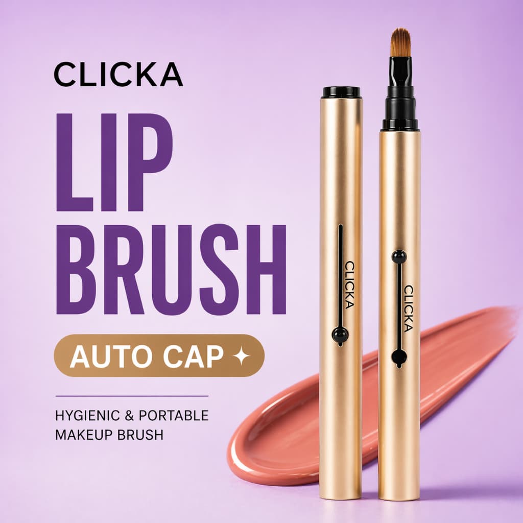 CLICKA Pincel Labial Com Tampa Automática LM102 Champanhe Ouro 1 Peça Higiênico Portátil De Maquiagem Para Batom Matiz