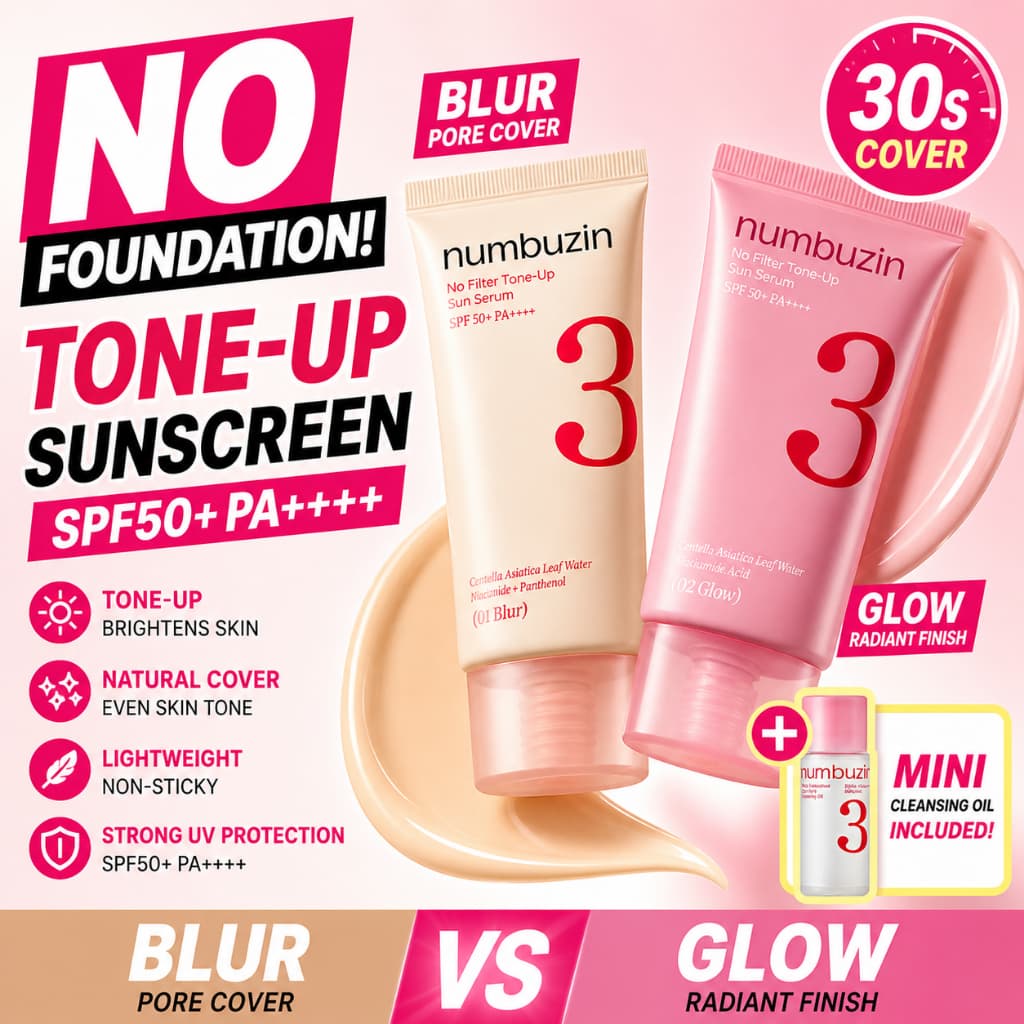 [OY05] Conjunto Protetor Solar Tonificante Bege NUMBUZIN No . 3 50ml | Fps50 + PA + Opção De Desfoque/Brilho Sem Base De