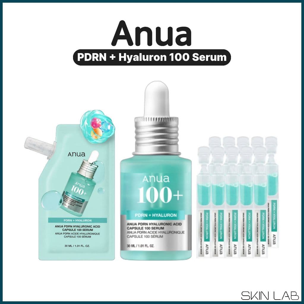 [ANUA] Cápsula De Ácido Hialurônico PDRN 100 Sérum/DNA De Salmão, Pele De Vidro, Plumping, Conjunto De Recarga