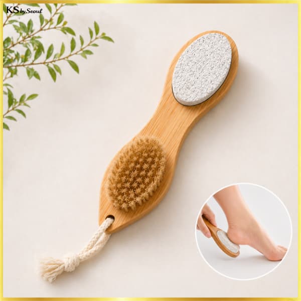 [Daiso Korea] Removedor De Calos Arquivo De Pé Cabo De Madeira Dupla Face