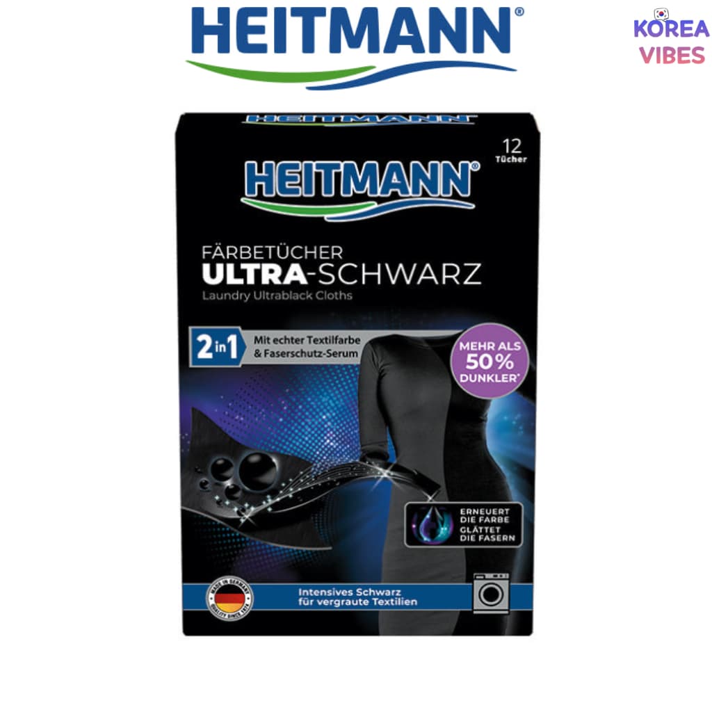 HEITMANN Ultra Black Color Dye Revive 2 Em 1 Roupas Fibras Suaves Cuidados 12 Folhas