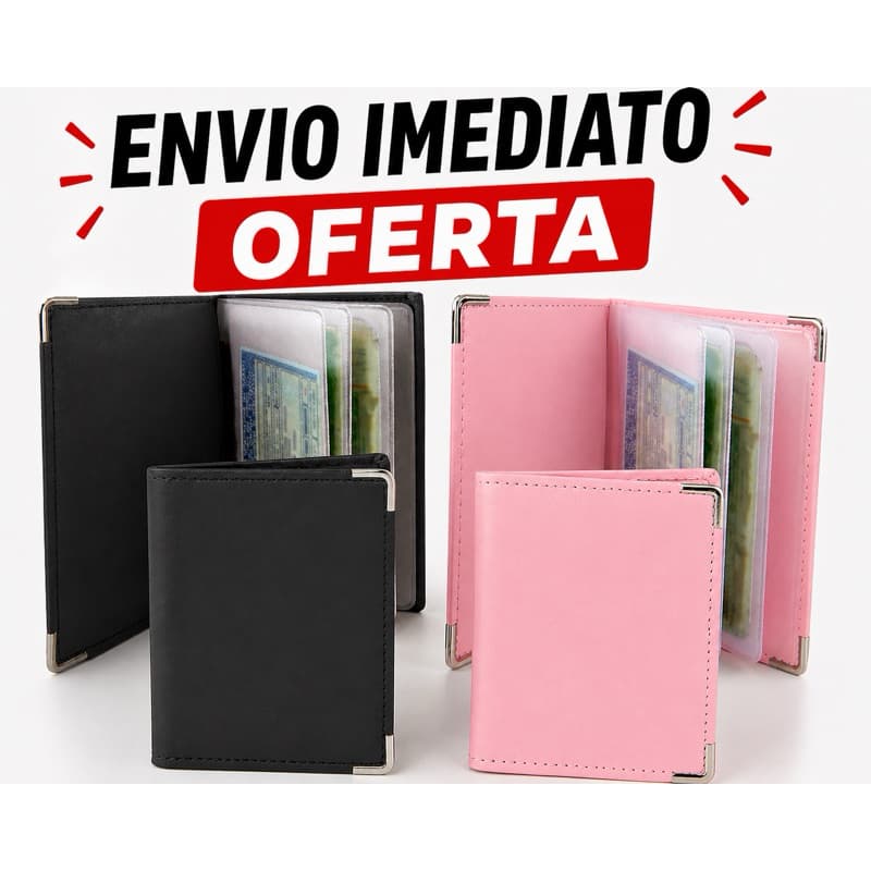 Carteira porta documentos compacta unisex feminino masculino versatil corvim pratico proteção