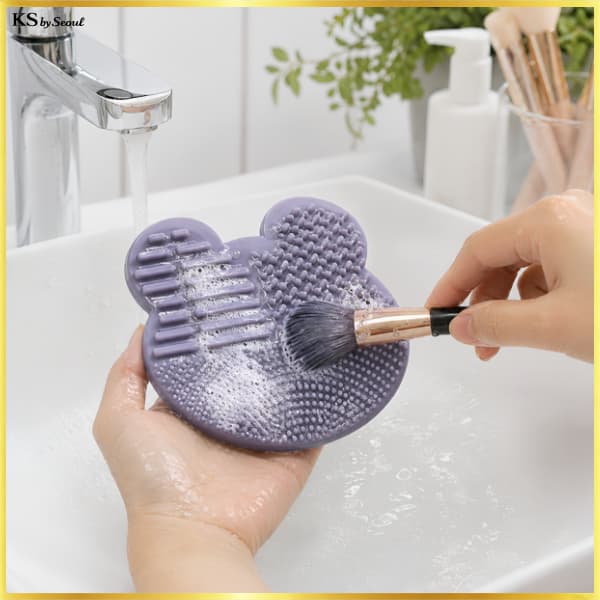 [Daiso Korea] Esponja De Maquiagem Dupla Face E Almofada De Limpeza De Escova-Ferramenta De Beleza Higiênica Fácil De La