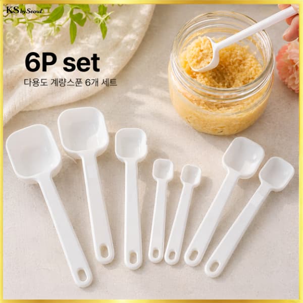 [Fabricado Na Coreia] Conjunto De Colher Medidora 6 Unidades De Tempero PS