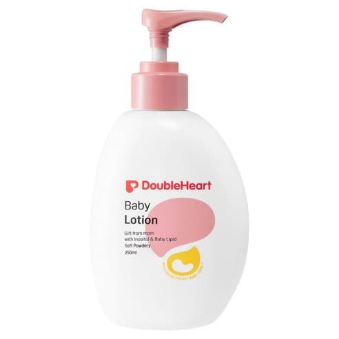 🇰🇷 [Produto Coreano] Loção Para Bebês DOUBLEHEART 250ml – Aroma Em Pó Suave , Cuidado Hidratante Pele Delicada
