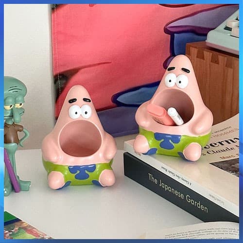 Bob Esponja Patrick Estrela Caneta Pincel Titular Pequeno Suporte De Talheres Adereços Figuras De Armazenamento Decoraçã