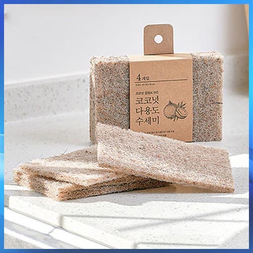 Esponjas De Casca De Coco Esfregões Purificadores 4pcs Limpeza Esfoliante Escova De Lavar Louça