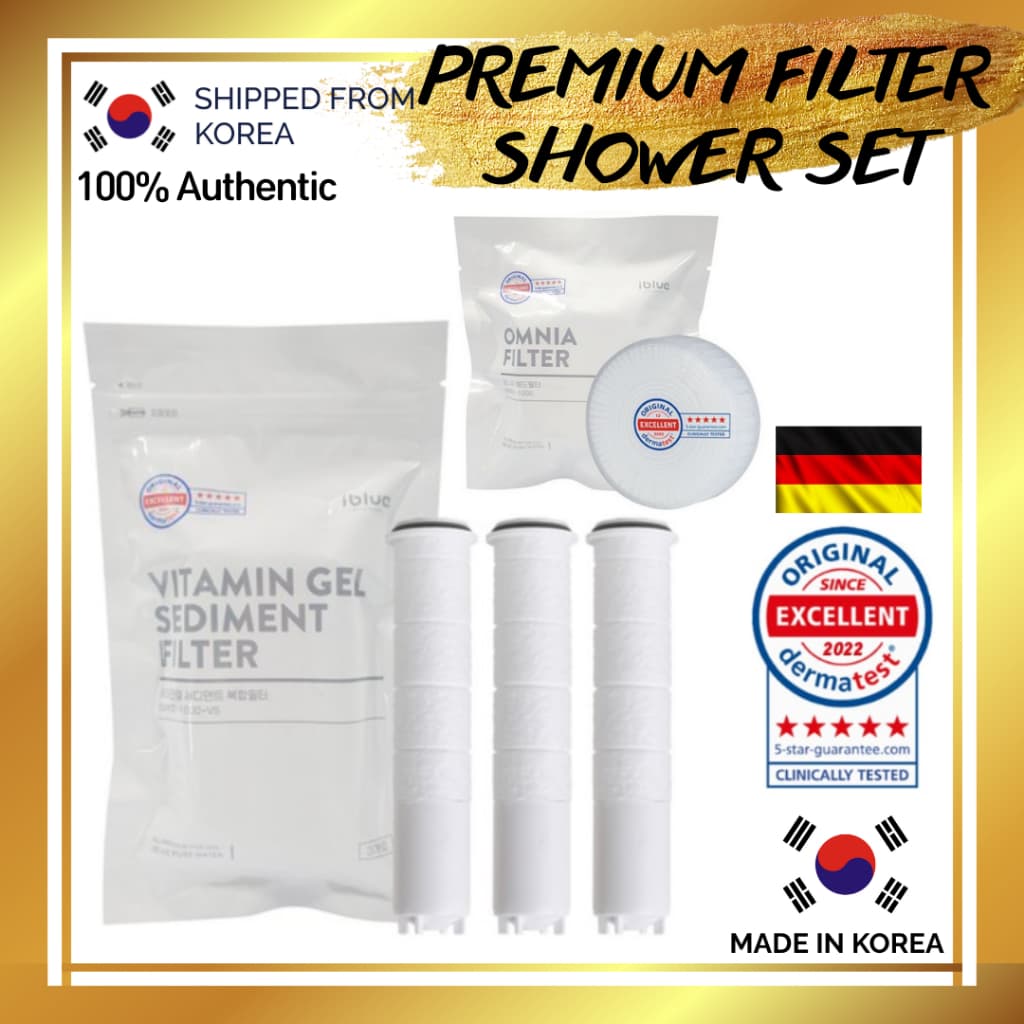 KOREA [Alemanha Dermatest] Cabeça De Chuveiro Com Filtro Premium , Conjunto De Filtros , Cuidados A Pele , Água Pura Limpa