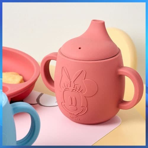 Disney Mickey & Minnie Bico De Silicone Autodirigido Copo De Palha De Ambas As Mãos Sem BPA De Qualidade Alimentar Certi