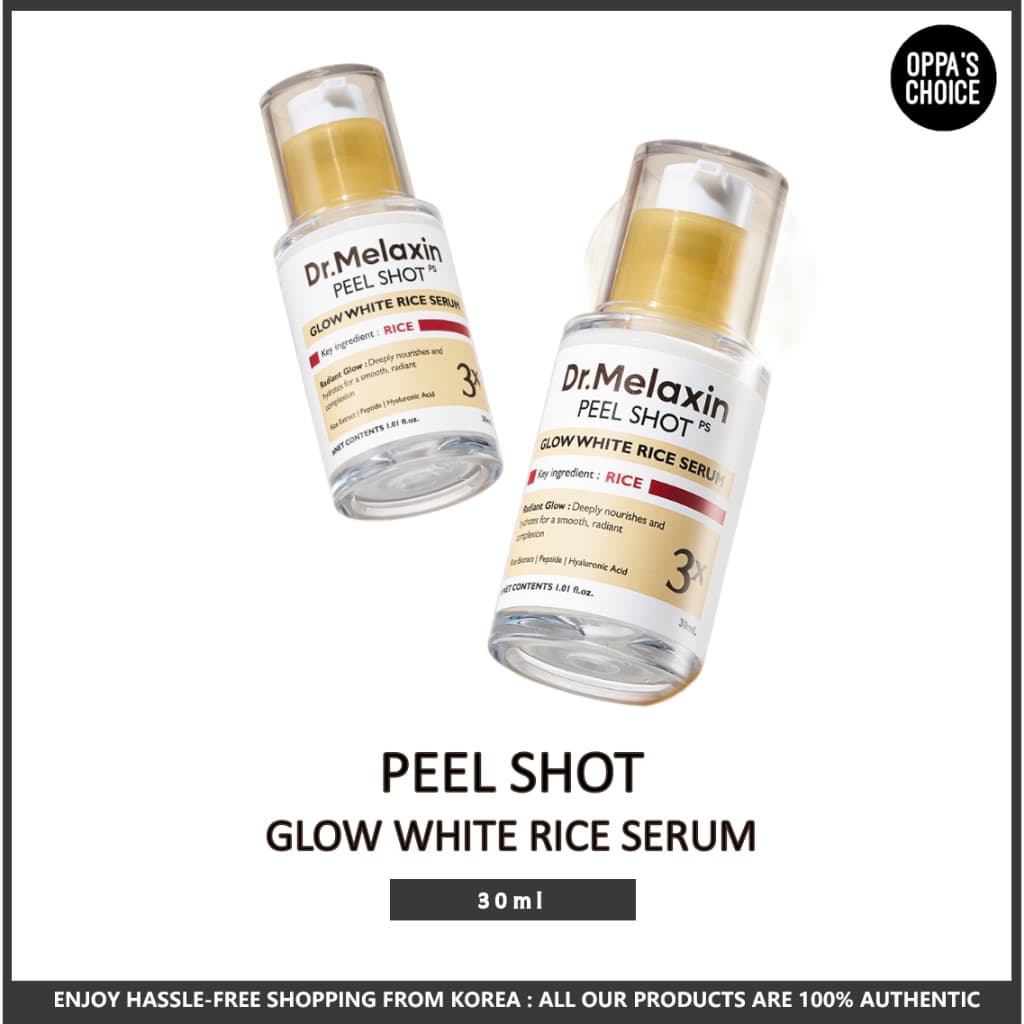 Dr.MELAXIN Peel Shot Glow Rice PDRN Serum 30ml • Sérum PDRN de Arroz • Iluminador & Cuidados com Poros