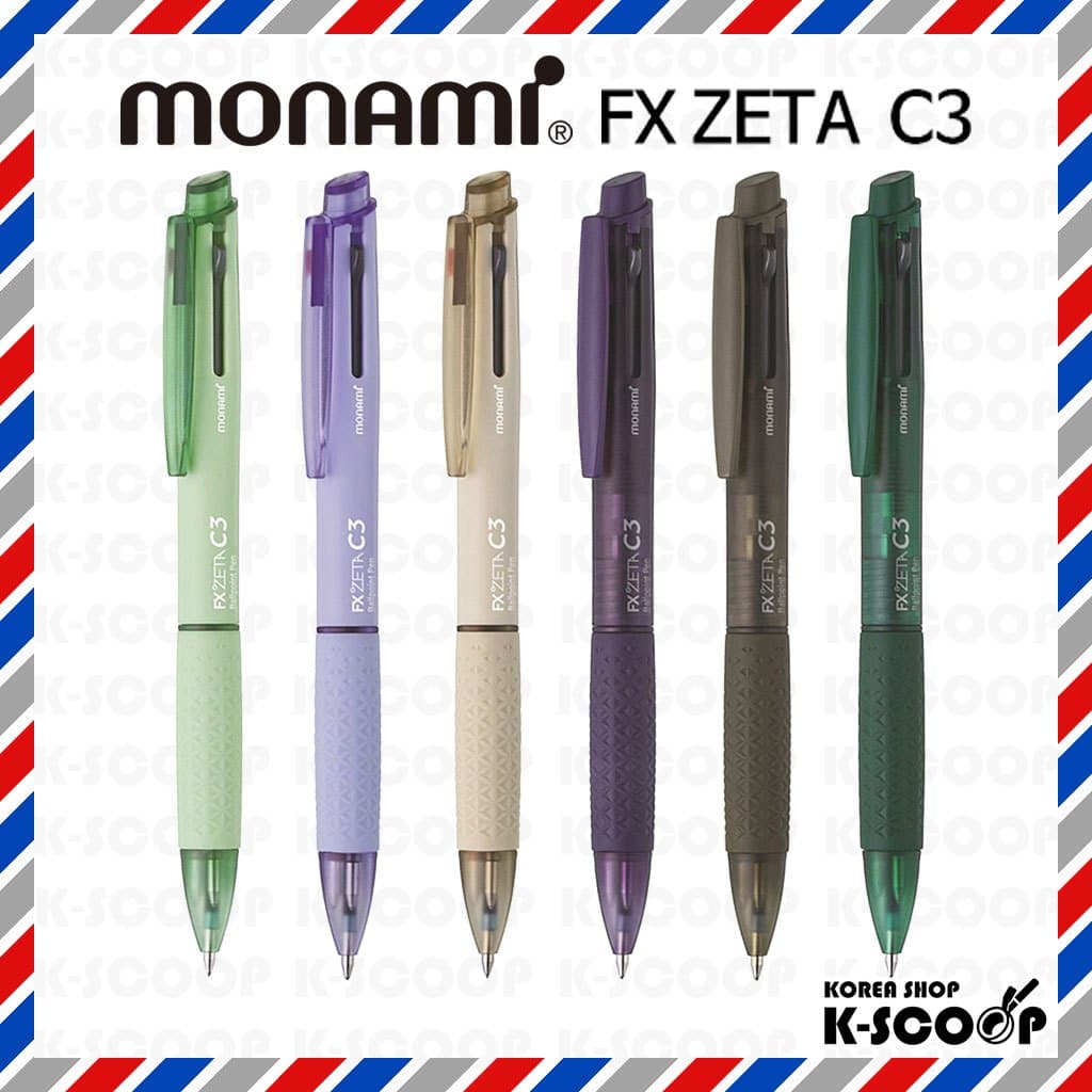 Caneta Esferográfica Múltipla Monami FX ZETA C3 3 Em 1 0.5 Mm 0.7-Escrita Suave , Punho Macio