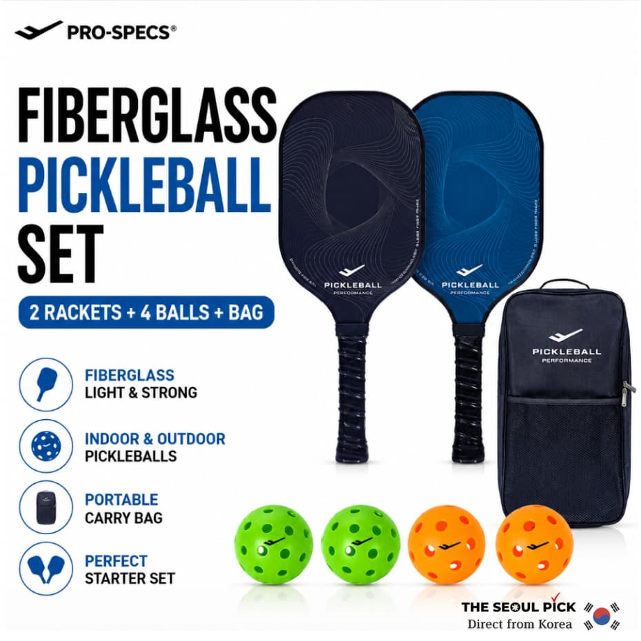 Conjunto De Remo De Pickleball De Fibra De Vidro Prospecs 2 Unidades Com Bolas Internas E Externas Bolsa De Transporte