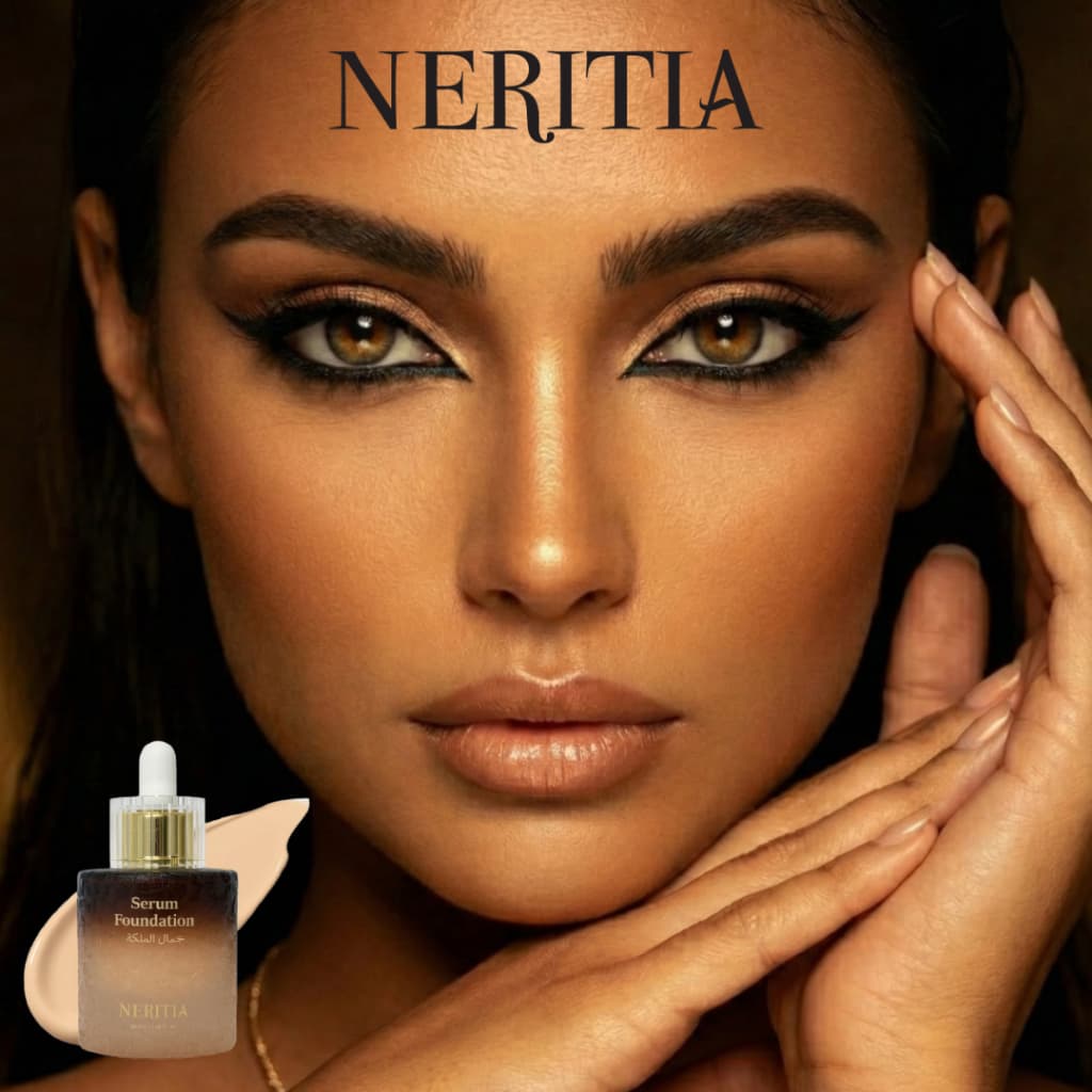 NERITIA Serum Foundation 30ml SPF50+ PA++++ Base Sérum Hidratante Glow Alta Cobertura Longa Duração com PGA Centella Blue Tansy Oil