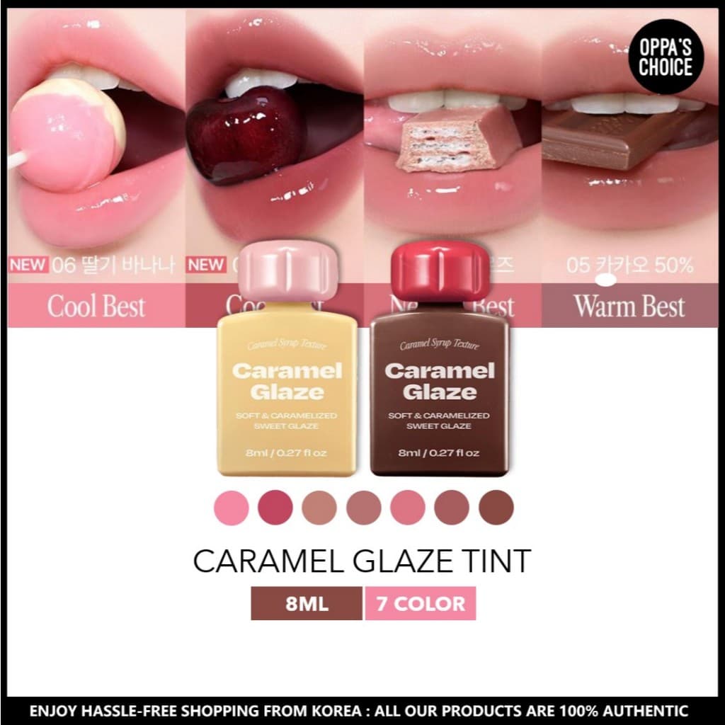 [Pronto Para Enviar] Poção Lábio Estéreo Alternativa Caramelo GLAZE TINT 8ML
