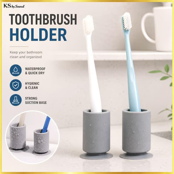 [Daiso Korea] Suporte Para Escova De Dentes Antiderrapante De Sucção Forte 2P