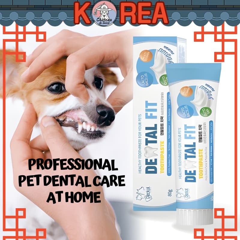 [Marca Coreana] Dental Fit Dog Cat Pet Pasta De Dente Enzimática Sabor Iogurte Vitamina Probióticos Cuidados Bucais Remo