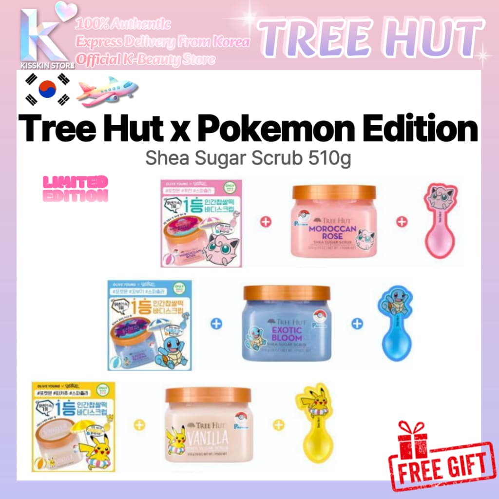 [TREEHUT x Pokémon] Novo Collabo Edition Shea Sugar Body Scrub 510g + Colher Esfoliante Corporal Enviado Da Coreia